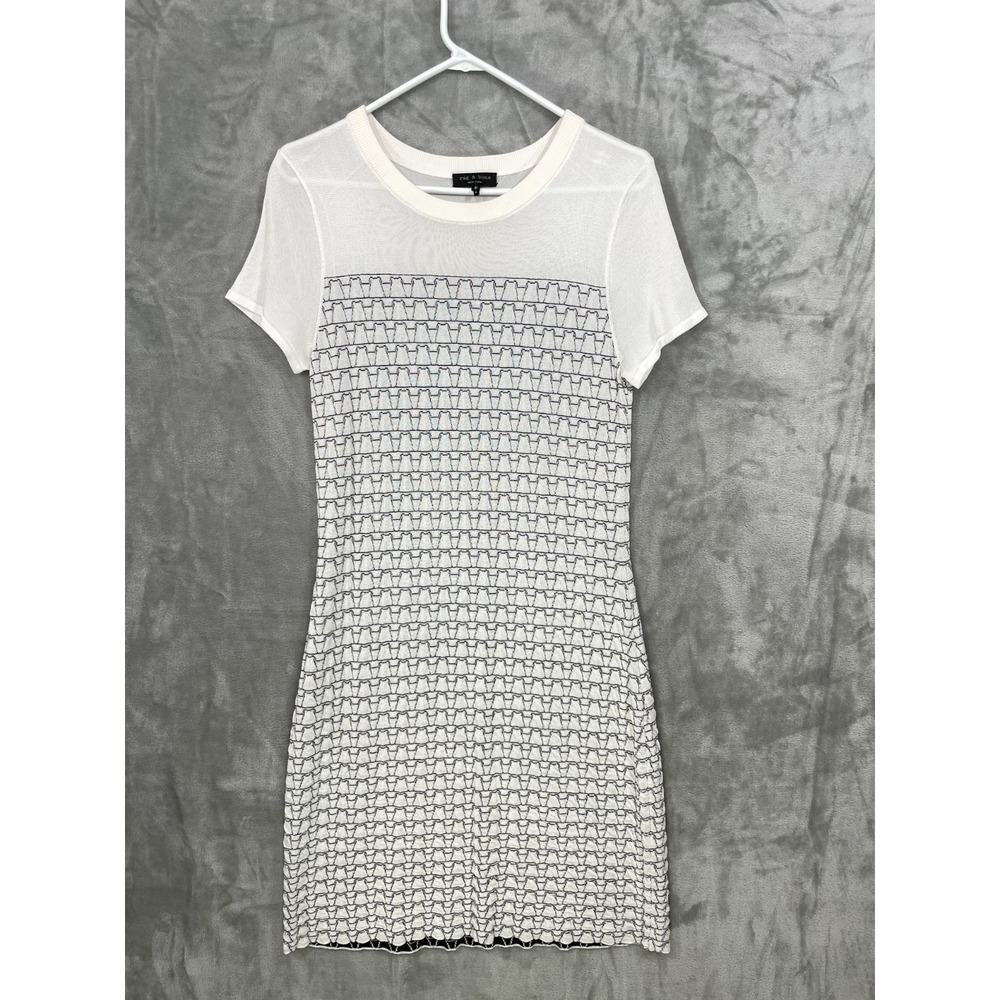 Rag & Bone NEW YORK Gwen Knit Pullover Pucker Dress Viscose Stretch MEDIUM White